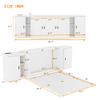 XD Designs Full Size Mobile Murphy Cabinets Bed with USB Ports, Traditional Solid Wood Murphy Bed Floor Storage Bed for Guest Room Home Office, No Box Spring Required (White-M5) (White-MF) view 2