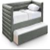 Meridian Furniture BeverlyGreen-T Beverly Collection Modern | Contemporary Twin Daybed with Soft Green Premium Vegan Leather, Deep Channel Tufting, Twin Trundle, 87" W x 43.5" D x 34" H, Green view 1