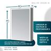 AQUADOM Edge Royale LED Lighted Medicine Cabinet Defogger, 3X LED Lighted Vertically Adjustable Magnifying Mirror, Electrical Outlets, Recessed or Surface Mount (20W x 70H x 5D Right Hinge) view 3