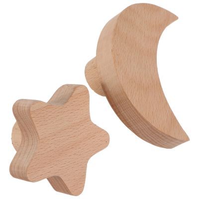 MAGICLULU 2pcs Moon Wall Mounted Xmas Clothes Storage Hook Wooden Star
