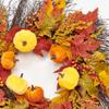 22" Pumpkin & Maple Leaf Fall Wreath on Twig Base view 2