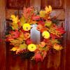 22" Pumpkin & Maple Leaf Fall Wreath on Twig Base view 3