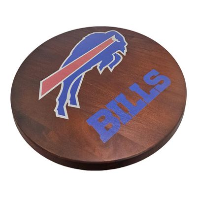 18 Wooden Lazy Susan - Buffalo Bills Logo by Fan Creations - Decorative Turntable Rack for Kitchen, Storage, Dining Buffet Tables - Tabletop Accessory for NFL Game Day, Parties, Man Cave