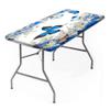 AngelSept Rectangle Fitted Tablecloth with Elastic, Blue Flower Butterfly Table Cover, Great for Home Kitchen/Parties/Holiday Dinner, 4ft - 24 x 48 Inch Rectangle Tight Fit view 1