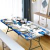 AngelSept Rectangle Fitted Tablecloth with Elastic, Blue Flower Butterfly Table Cover, Great for Home Kitchen/Parties/Holiday Dinner, 4ft - 24 x 48 Inch Rectangle Tight Fit view 2