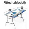 AngelSept Rectangle Fitted Tablecloth with Elastic, Blue Flower Butterfly Table Cover, Great for Home Kitchen/Parties/Holiday Dinner, 4ft - 24 x 48 Inch Rectangle Tight Fit view 3