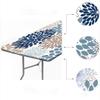 AngelSept Elastic Edge Rectangle Fitted Tablecloth, Blue and Navy Chrysanthemum Flowers Table Cover, for Outdoor Picnic Camping and Indoor Kitchen Dining Party, 4ft - 24 x 48 Inch Rectangle Tight Fit view 3