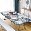 AngelSept Elastic Edge Rectangle Fitted Tablecloth, Blue and Navy Chrysanthemum Flowers Table Cover, for Outdoor Picnic Camping and Indoor Kitchen Dining Party, 4ft - 24 x 48 Inch Rectangle Tight Fit view 4