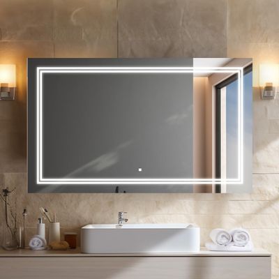 AQUADOM Soho 60"x30"x1" Large, Ultra-Slim, Led Lighted Mirror for Bathroom Defogger, Backlit and Front-Lit