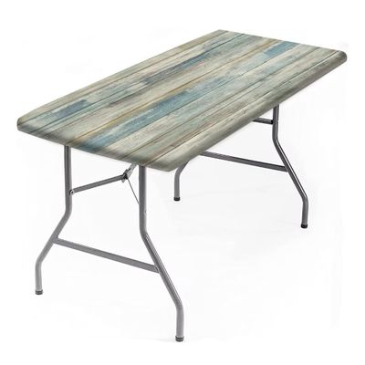AngelSept Polyester Rectangle Fitted Elastic Edge Table Cloths, Grey Wood Grain Table Cover, for Kitchen Dining Tabletop Decoration, 4ft - 24 x 48 Inch Rectangle Tight Fit