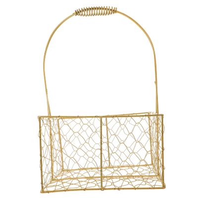 MAGICLULU Golden Woven Basket Large Wicker Storage Basket with Handle for Wedding Decor