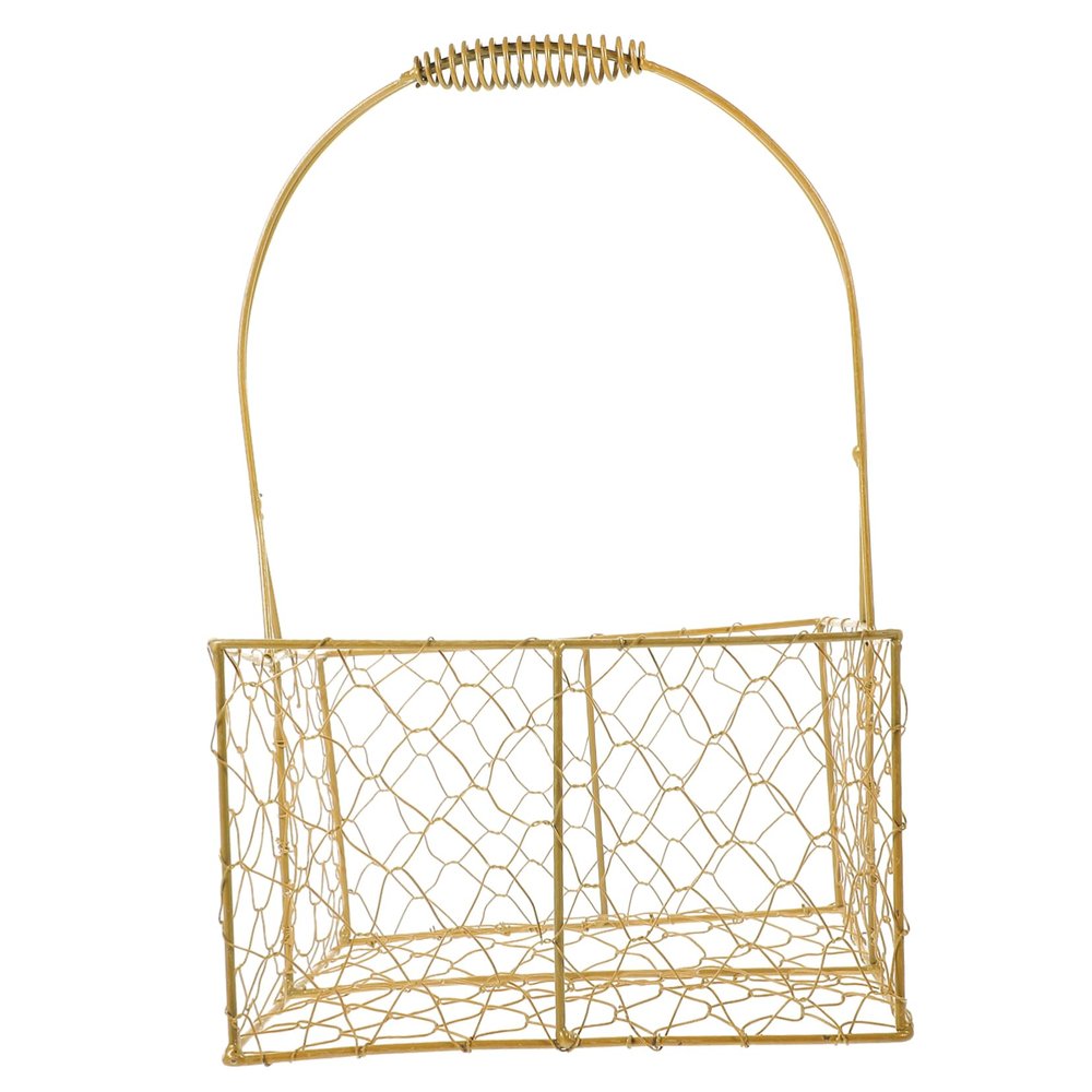 MAGICLULU Golden Woven Basket Large Wicker Storage Basket with Handle for Wedding Decor
