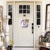 SRongmao Spring Wreaths for Front Door Rustic Farmhouse Wreath Welcome Sign Monogram Initial Letter D Sign Round Wooden Purple Flowers Door Sign for Housewarming Window Wedding 11inch view 2