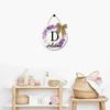 SRongmao Spring Wreaths for Front Door Rustic Farmhouse Wreath Welcome Sign Monogram Initial Letter D Sign Round Wooden Purple Flowers Door Sign for Housewarming Window Wedding 11inch view 3