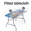 AngelSept Marble Tablecloth for Folding Table Elastic Edge, Blue Gold Marble Table Cover, for Outdoor Picnic Camping and Indoor Kitchen Dining Party, 6ft - 30 x 72 Inch Rectangle Tight Fit view 2