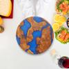 Olivarte Handmade Epoxy Cutting Board & Charcuterie Board - Decorative, Olive Wood Boards for Serving Cheese, Fruit, Meat - Ideal for Kitchen, Unique Housewarming Gift - Blue Resin view 3