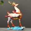 SecondWinterDJ Copper Deer Statues Sika Figures Brass Silk Ribbon Reindeer Metal Sculpture, Animal Figurines Elk Home Dcor, Desktop Art Figure, Crafts Decorations for Living Room Party (Orange) view 2