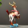 SecondWinterDJ Copper Deer Statues Sika Figures Brass Silk Ribbon Reindeer Metal Sculpture, Animal Figurines Elk Home Dcor, Desktop Art Figure, Crafts Decorations for Living Room Party (Orange) view 3