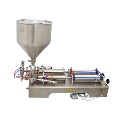 BREVELTION 50-500m Liquid Paste Filling Machine Stainless Steel Filling Machine for Cosmetic Oil Lip Gloss Honey Cream Shampoo Filling Double Nozzles 110V