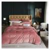 Bed, 4pcs Knitted Velvet Bedding Set Duvet Cover with Comforter Sheet Pillowcase King Queen Size Solid Color Bed Linen view 1