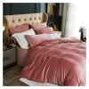 Bed, 4pcs Knitted Velvet Bedding Set Duvet Cover with Comforter Sheet Pillowcase King Queen Size Solid Color Bed Linen view 2