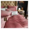 Bed, 4pcs Knitted Velvet Bedding Set Duvet Cover with Comforter Sheet Pillowcase King Queen Size Solid Color Bed Linen view 3