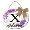 SRongmao Spring Wreaths for Front Door Rustic Farmhouse Wreath Welcome Sign Monogram Initial Letter X Sign Round Wooden Purple Flowers Door Sign for Housewarming Window Wedding 11inch view 1