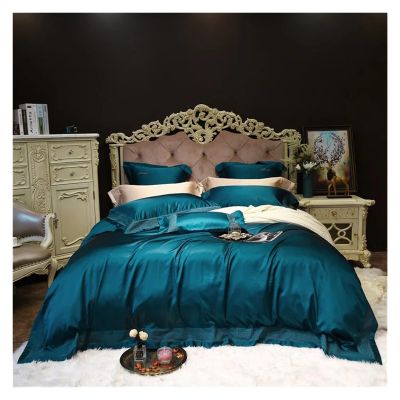 Bed, Luxury Solid Color Smooth Silky Bedding Set Duvet Cover Sheet Pillowcase King Queen Size Silk Red Cotton Bed Linen