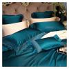 Bed, Luxury Solid Color Smooth Silky Bedding Set Duvet Cover Sheet Pillowcase King Queen Size Silk Red Cotton Bed Linen view 4