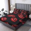 Red Lips California King Size Kiss Sexy Bed Sheets - Patterned Bedding Set, Soft Microfiber Deep Pocket Fitted & Flat Sheets & 2 Pillow Cases view 1