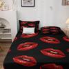Red Lips California King Size Kiss Sexy Bed Sheets - Patterned Bedding Set, Soft Microfiber Deep Pocket Fitted & Flat Sheets & 2 Pillow Cases view 3