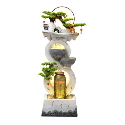 Fountain Modern Indoor Water Fountain with LED Lights and an Aquarium, A Floor-Standing Decoration for The Foyer, Living Rooms and Offices for Gardens (Color : White, Size : B)