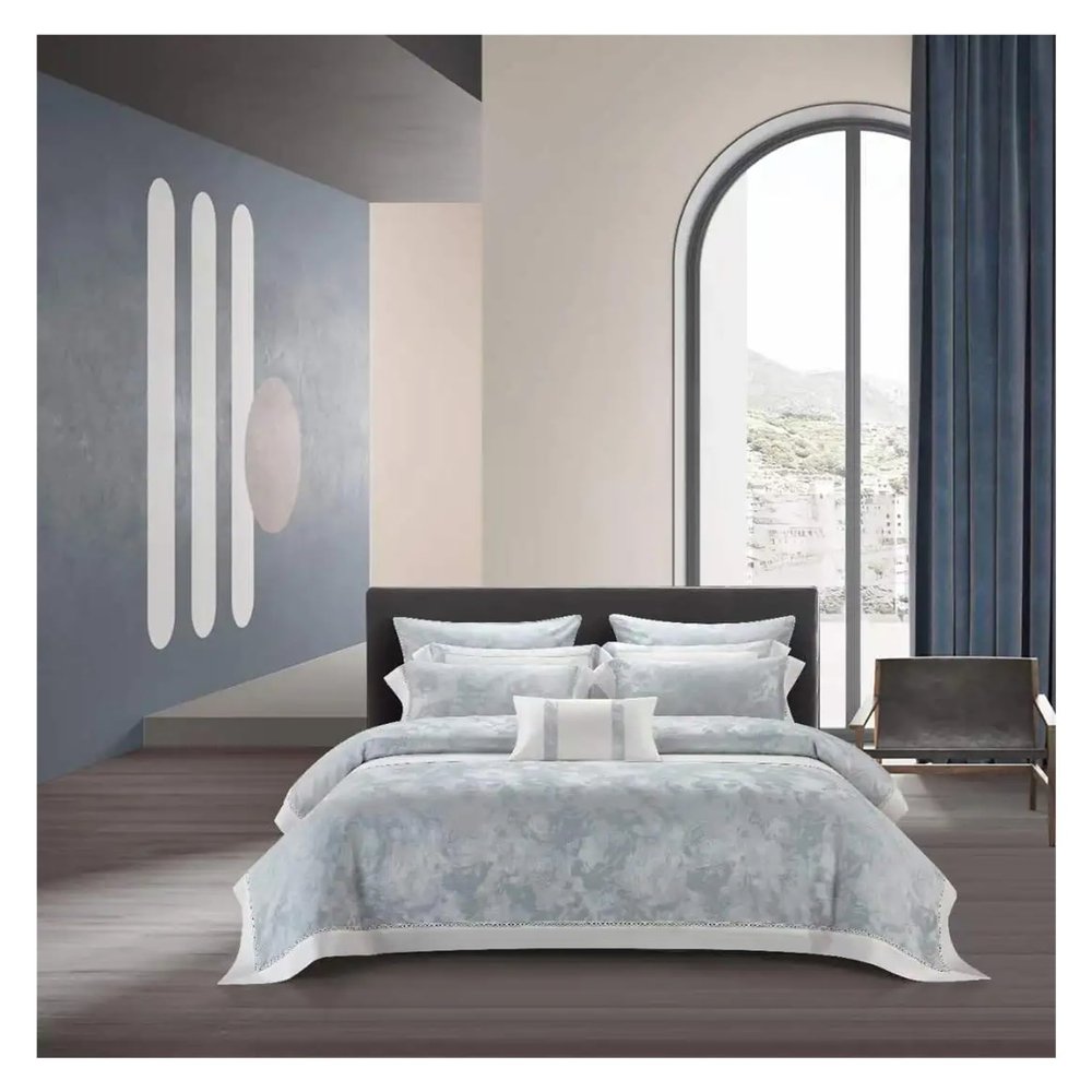 QuKan Bed, 1500TC Cotton Stain Bedding Sets 106''x90''and 90'x90''US King Bed Duvet Cover Bedsheet Pillowcase Fasion Gray Bed Set, MM-102