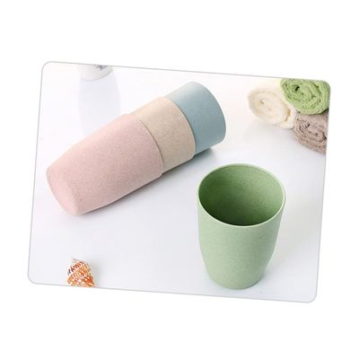 RORPOIR Wheat Stem Bathroom Cup Eco-friendly Round Tumbler for Gargling and Drinking Lightweight Easy to Clean for Boy Girl and Adults Nordic Green