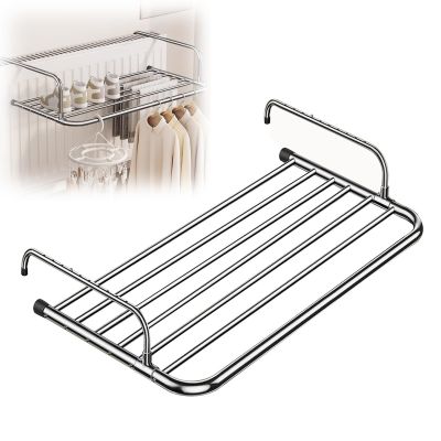 Radiator Clothes Airer Rack, Stainless Steel Hanging DryerIndoor/Outdoor Easy Install Folding Clothes Towels Drying Rack Hanging On The Door Bathroom Windowsill Guardrail Corridor Balcony ( Color : S