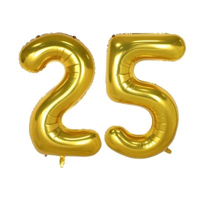 40 Inch Gold Large 25 Number Birthday Balloons,Giant Jumbo Balloons for Party, Golden Birthday Party Decorations Number Balloon for Wedding Anniversary Celebration