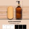 BONLONG Amber Glass Soap Dispenser with Bamboo Pumps&Tray&Labels, Hand Dispenser, Lotion Dispenser, Dish Soap Dispenser for Kitchen Sink. (Amber) view 3