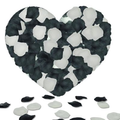 Keepsweat 1200 Pcs Black Cream White Rose Petals - Silk Rose Petals for Romantic Night, Wedding Party Decoration