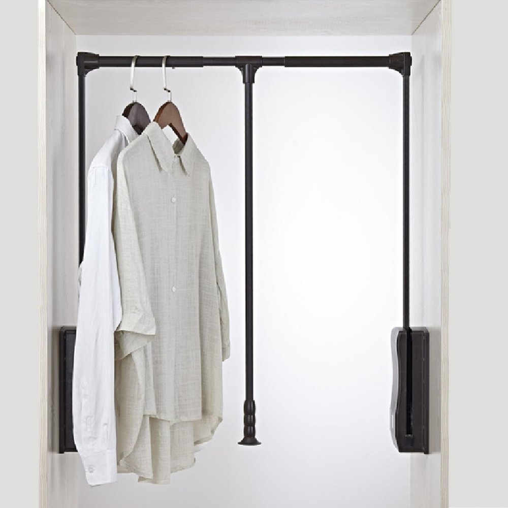 Closet Rods for Hanging Clothes, Clothing Store Heavy Duty Pull Down Closet Rod, Extendable Wardrobe Lift Pull Down Closet Rod, Aluminium Retractable Cabinet Rail Lifter Clothes Hanger Liftable Clothi
