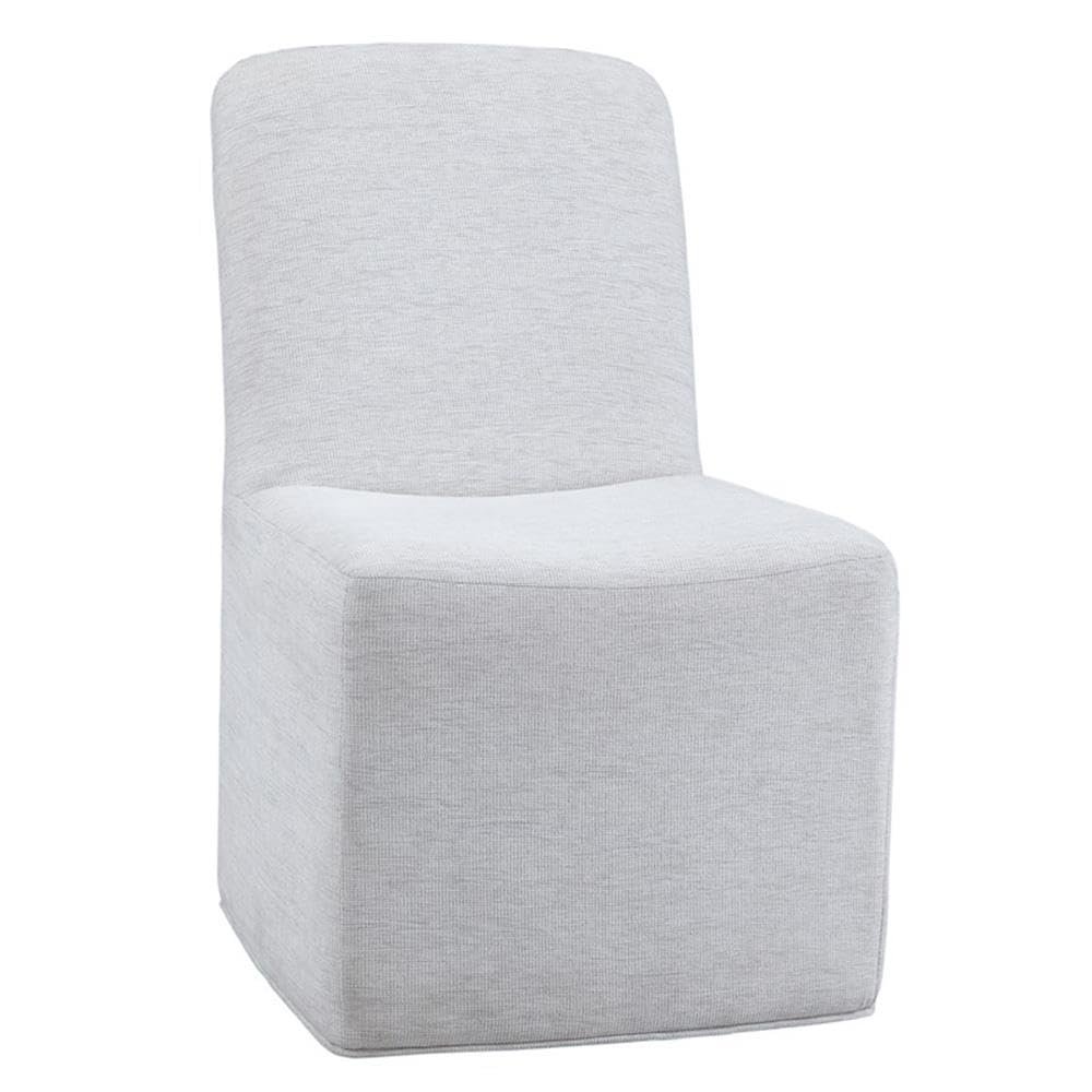 Bassett Mirror Company Meyer Dining Chair in Gray Oyster Fabric on Casters