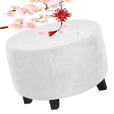BLLMTEAR Velvet Ottoman Cover Square/Round/Rectangle XXL Footrest Slipcover Stretch Washable Foot Stool Covers Thick Storage Protector with Elastic Bottom (Color : 27, Size : Round:20-23in/50-58cm)