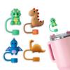 4 Pack Dinosaur Straw Cover Cap for Stanley Cup 30&40 Oz Tumblers, 0.4in/10mm Silicone Straw Topper Protector Lid with Cute Dinosaurs Kids Cup Accessories view 1