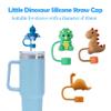 4 Pack Dinosaur Straw Cover Cap for Stanley Cup 30&40 Oz Tumblers, 0.4in/10mm Silicone Straw Topper Protector Lid with Cute Dinosaurs Kids Cup Accessories view 2