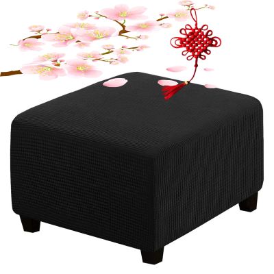 BLLMTEAR Velvet Ottoman Cover Square/Round/Rectangle XXL Footrest Slipcover Stretch Washable Foot Stool Covers Thick Storage Protector with Elastic Bottom (Color : 5, Size : Square:27-32in/68-81cm)