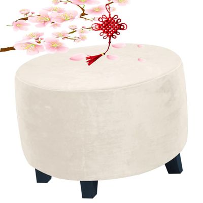 BLLMTEAR Velvet Ottoman Cover Square/Round/Rectangle XXL Footrest Slipcover Stretch Washable Foot Stool Covers Thick Storage Protector with Elastic Bottom (Color : 26, Size : Round:24-29in/60-73cm)