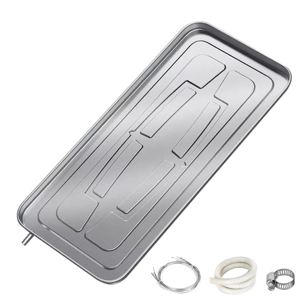 TRUNXUCL 1-5P Air Conditioner Drip Pan, Outdoor Stainless Steel Universal Ac Drip Tray Cushion Water Collecting Drainage Pan, for Split Air Conditioner Heat Pump Systems (Size : 5P:100x48cm/39x19in)