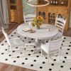 DESIGNER97 Retro 5-Piece Farmhouse Dining Table Set Extendable Round Oval Table and 4 Upholstered Chairs for Kitchen Dining Room, Antique White view 3