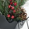 Worth Imports 11" Artificial Pine, Berries & Pine Cone Arrangement in Metal Christmas Sleigh Tabletop Decoration view 2