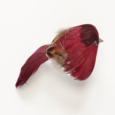 Worth Imports 5" Feathered Red Metal Clip, Set of 6 Bird, Burgundy