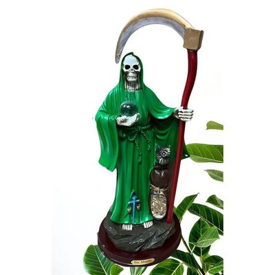 16" Green Santa Muerte Statue Holy Death Grim Reaper Sculpture Figure